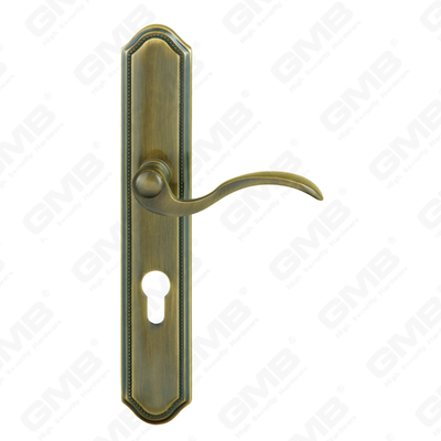 ידיות פליז ידית חומרה לדלת עץ מנעול ידית דלת על צלחת עבור מנעול שקע (B-PM7005-AB)