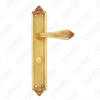 ידיות פליז חומרת דלת עץ ידית מנעול ידית דלת על צלחת עבור מנעול שקע (B-PM5757-OG)