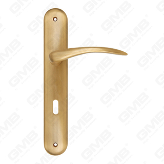 ידיות פליז חומרת דלת עץ ידית מנעול ידית דלת על צלחת עבור מנעול שקע (B-PM112.92-AB)
