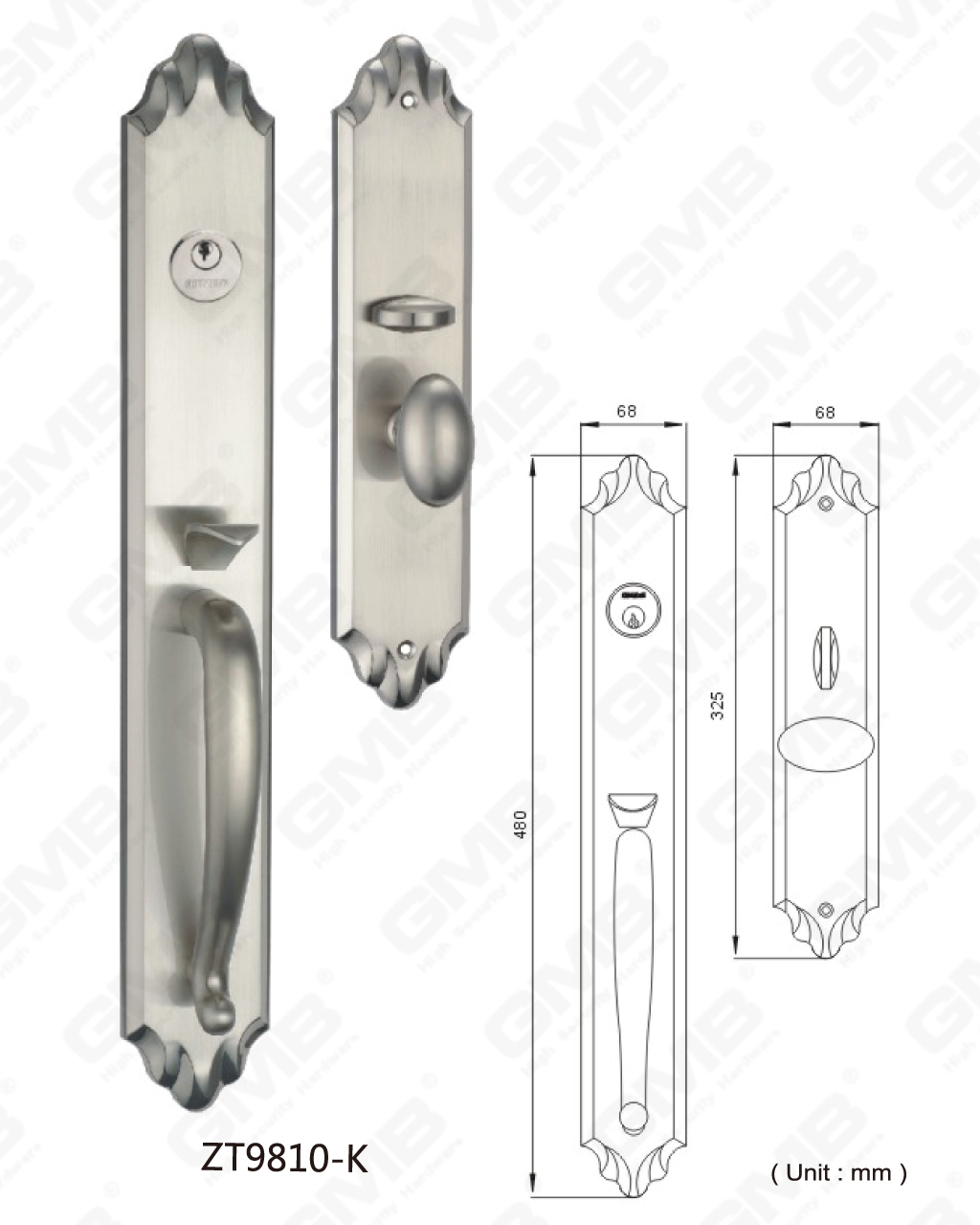 סגסוגת אבץ עם אבטחה גבוהה מחוץ לדלת וילה חומר הגלם הוא ממותג לפיד (ZT9810-K)