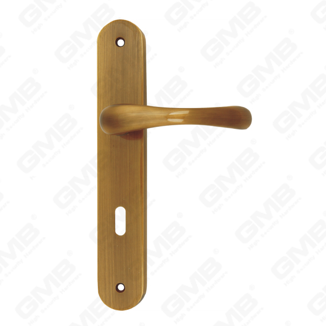 ידיות פליז ידית חומרה לדלת עץ מנעול ידית דלת על צלחת עבור מנעול שקע (B-PM9889-AB)